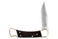 Buck (0110BRS) "Folding Hunter" Manual Folder, 3.75" 420HRC Satin Clip Point Blade, Ebony Wood Handle, Lockback, Black Leather Sheath