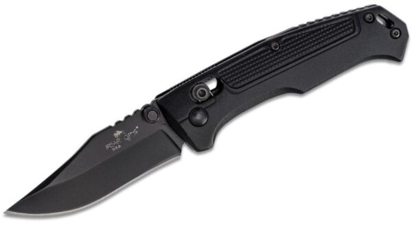 Bear Ops (BC500AIBKB) "RANCOR IV" Manual Folder, 2.75" 14C28N Black Clip Point Blade, Black Aluminum Handle, Slide Lock