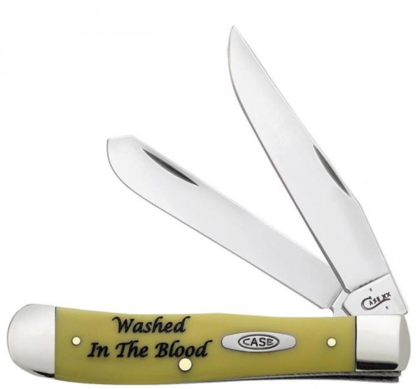 CASE  08853 YELLOW TRAPPER "WASHED IN THE BLOOD"