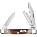 Case (09449) "Small Stockman" Non-Locking Folder, 2"/1.5"/1.49" Stainless Steel Mirror Polish Clip Point/Sheepsfoot/Pen Blades, Red Stag Handle, Slip Joint