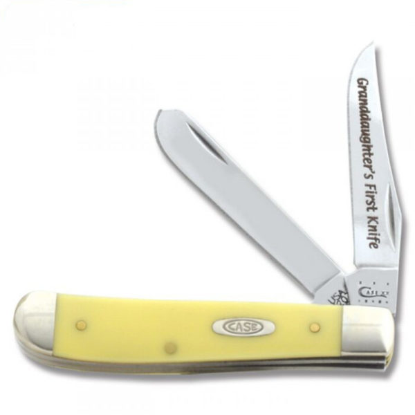 CASE 42592  YELLOW MINI TRAPPER  GRANDDAUGHTER'S FIRST KNIFE