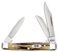 Case (00178) "Small Stockman" Non-Locking Folder, 2"/1.5"/1.49" Stainless Steel Mirror Polish Clip Point/Sheepsfoot/Pen Blades, Stag Handle, Slip Joint