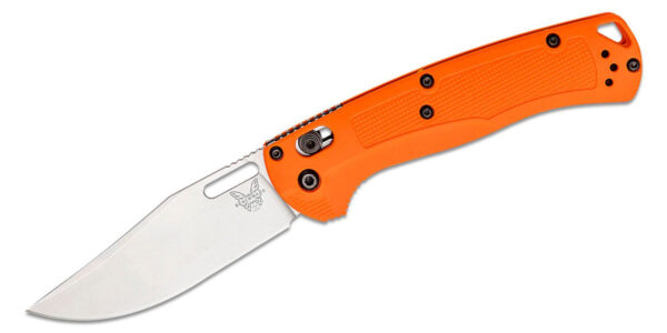 Benchmade (15535) "Taggedout" Manual Folder, 3.50" CPM-154 Satin Clip Point Blade, Orange Grivory Handle, AXIS Lock