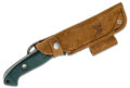Benchmade (162) "Bushcrafter" Fixed Blade, 4.40" CPM-S30V Satin Drop Point Blade, Green/Red Contoured G-10 Handle, Brown Leather Sheath