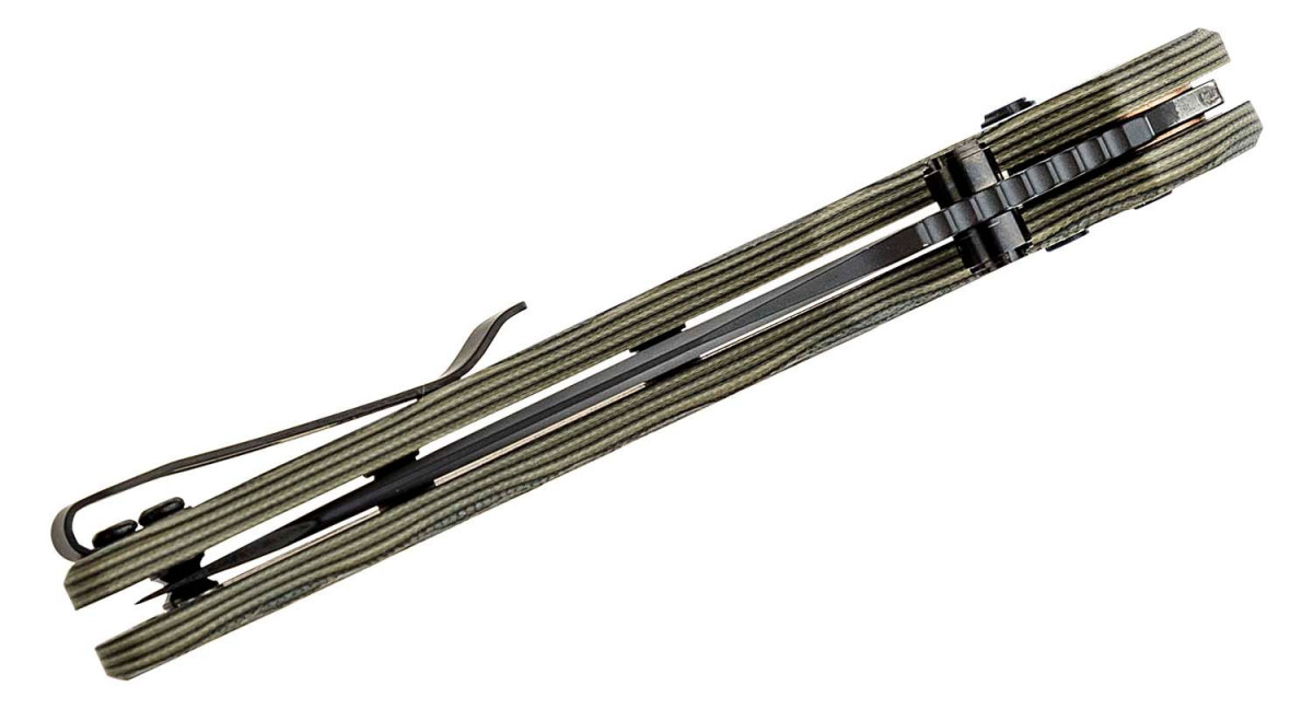 HOUGE (24268) "Deka" Manual Folder, 3.25" CPM-20CV Black Cerakote Wharncliffe Blade, Black/OD Green G-Mascus Handle, Able Lock - Image 3