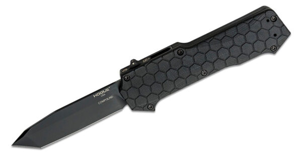 Hogue (34021) "Compound" Dual Action OTF, 3.5" CPM-S30V Black PVD Tanto Blade, Black G-10 Handle