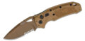 HOGUE (36333) "SIG K320" Automatic Folder, 3.5" CPM-S30V Coyote Tan PVD Coated Partially Serrated Drop Point Blade, Coyote Tan Polymer Handle, Push-Button