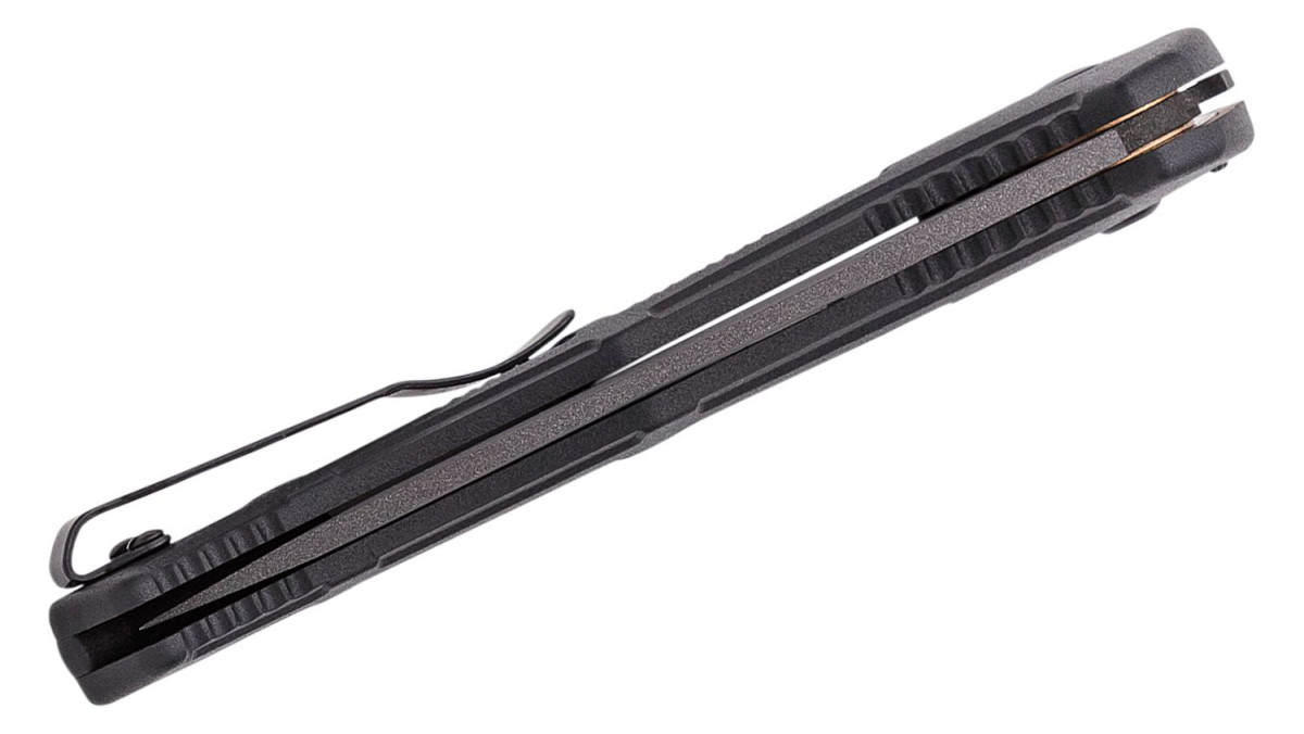 Benchmade (9071BK) "Claymore" Automatic Folder, 3.60" CPM-D2 Colbalt Black Cerakote Tanto Blade, Black Grivory Handle, Push Button Lock - Image 3