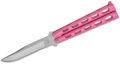 Bear & Sons (BC114PK) Bali-Song/Butterfly, 3.625" 440C Satin Clip Point Blade, Pink Coated Zinc Handle, Latch Lock