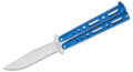 Bear & Sons (BC117BL) Bali-Song/Butterfly, 4" 440C Satin Clip Point Blade, Blue Coated Zinc Handle, Latch Lock