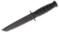 KA-BAR (1254) "Short Tanto" Fixed Blade, 5.25" 1095CV Black Powder Coated Tanto Blade, Black Kraton G Handle, Black Leather Sheath