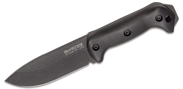 Becker (BK22) "Becker Campanion" Fixed Blade, 5.25" Black 1095 Cro-Van Drop Point Blade, Black Ultramid Handle, Black Nylon Sheath