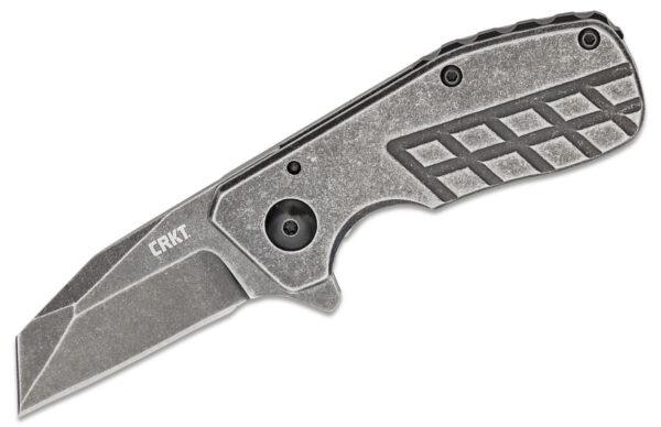 CRKT (4021) "Razelcliffe" Assisted Open Folder, 2.09" 8Cr13MoV Stonewash Wharncliffe Blade, Stonewash Stainless Steel Handle, Frame Lock