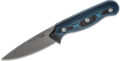 TOPS (DCR3-01) "Dicer3" Fixed Blade, 3.50" CPM-S35VN Tumbled Drop Point Blade, Black/Blue Linen Micarta Handle, Black Kydex Sheath