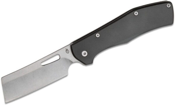 Gerber (G3518) "FlatIron" Manual Folder, 3.80" 7Cr17MoV Stonewash Cleaver Blade, Black Aluminum Handle, Frame Lock