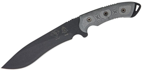 TOPS (DART-002) "Dart" Fixed Blade, 7.00" 5160 Black Traction Coated Recurved Blade, Black Linen Micarta Handle, Black Nylon Sheath