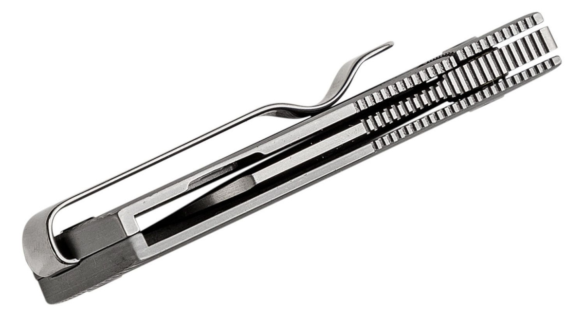 Boker Plus (01BO366) "BabyX" Manual Folder, 1.57" D2 Satin Sheepsfoot Blade, Textured Stainless Steel Handle, Frame Lock - Image 3