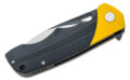 Bestech (BTKG47A) "Airstream" Manual Folder, 3.68" D2 Two-Tone Satin and Gray Drop Point Blade, Black and Yellow G-10 Handle, Liner Lock