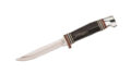 Case (17916) "Buffalo Horn Hunter" Fixed Blade, 3.13" Stainless Steel Mirror Polish Clip Point Blade, Buffalo Horn Handle, Leather Sheath