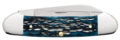 Case (51853) "Canoe" Non-Locking Folder, 2.6"/1.97" Stainless Steel Mirror Polish Spear Point/Pen Blades, Mediterranean Blue Bone Handle, Slip Joint