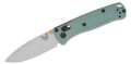 Benchmade (533SL-07) "Mini Bugout", Manual Folder, 2.82" S30V Crushed Silver Cerakote Drop Point Blade, Sage Green Grivory Handle, AXIS Lock