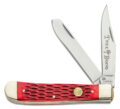 Boker (110747) ""Red Trapper" Pocket Knife, 3.125" Stainless Steel Mirror Polish Clip Point/Spey Blade, Red Bone Handle, Slip Joint
