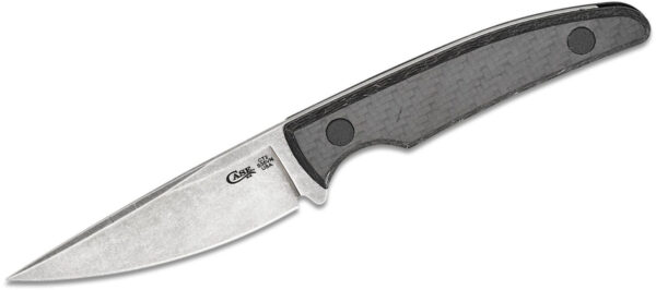 Case (76936) "CT2 Hunter" Fixed Blade, 3.62" CPM-S35VN Stonewash Drop Point Blade, Carbon Fiber Handle, Black Leather Sheath
