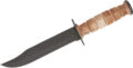 Case (00334) "USMC Hunter" Fixed Blade,  7" 1095 Black Stonewash Bowie Clip Point Blade, Stacked Leather Handle, USMC Embossed Leather Sheath