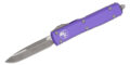 Microtech (121-10APPU) "Ultratech" Dual Action OTF, 3.35" M390 Apocalyptic Drop Point Blade, Purple Anodized 6061-T6 Aluminum Handle with Glass Breaker