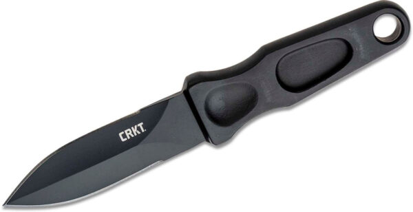 CRKT (2020) "Sting" Fixed Blade, 3.32" 1055 Black Powder Coated Dagger Blade, Black 1055 Handle, Zytel Sheath With Straps