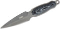 CRKT (2075) "Shrill" Fixed Blade,  4.77" 8Cr13MoV Black Titanium Coated Dagger Blade, Black/Gray G-10 Handle, Leather Sheath with Clip