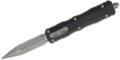 Microtech (227-12AP) "Dirac Delta" Dual Action OTF, 3.79" M390 Apocalyptic Fully Serrated Dagger Blade, Black Anodized 6061-T6 Aluminum Handle with Glass Breaker