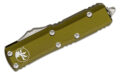 Microtech (231-11) "UTX-85" Dual Action OTF, 3.125" M390 Stonewashed Partially Serrated Drop Point Blade, OD Green Anodized 6061-T6 Aluminum Handle with Glass Breaker