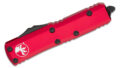 Microtech (232-1RD) "UTX-85" Dual Action OTF, 3.125" M390 Two Tone DLC Dagger Blade, Red Anodized 6061-T6 Aluminum Handle with Glass Breaker