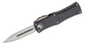 Microtech (702-12) "Hera" Dual Action OTF, 3.00" M390 Satin Fully Serrated Dagger Blade, Black Anodized 6061-T6 Aluminum Handle