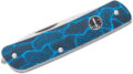 Boker Plus (01BO557) "Tech Tool" Non-Locking Folder, 2.80" 12C27 Sandvik Mirror Polish Drop Point Blade, Blue/Black G-10 Damascus Pattern Handle, Slip Joint