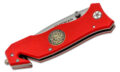 Boker Magnum (01MB366)  "Fire Brigade" Manual Folder, 3.35" 440A Satin Drop Point, Rescue Hook, Red G-10 Handle, Liner Lock