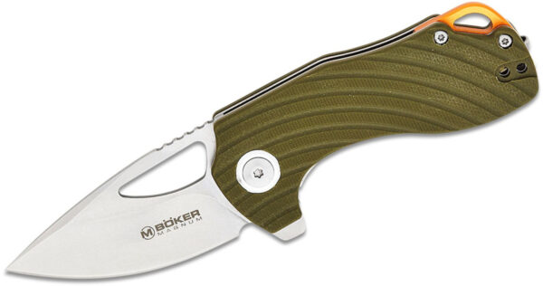 Boker Magnum (01SC012) "Tadpole" Manual Folder, 2.36" 440C Stonewash Drop Point Blade, OD Green G-10 Handle, Liner Lock