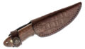 Boker (02BA701G) "Pine Creek Wood" Fixed Blade, 3.58" T6MoV Mirror Polish Drop Point Blade, Brown Guayacan Wood Handle, Brown Leather Sheath