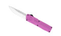 Cobratec (PURCTLWDNS) "Lightweight" Dual Action OTF, 3.25" D2 Satin Drop Point Blade, Purple Aluminum Handle