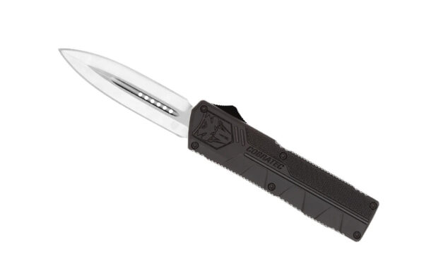 Cobratec (BCTLWDAGNS) "Lightweight" Dual Action OTF, 3.25" D2 Satin Dagger Blade, Black Aluminum Handle