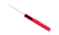 Cobratec (RDCTLWTNS)  "Lightweight" Dual Action OTF, 3.25" D2 Satin Tanto Blade, Red Aluminum Handle