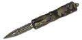 Microtech (225-3OCS) "Dirac" Dual Action OTF, 2.92" M390 OD Green Camo DLC Fully Serrated Dagger Blade, OD Green Camo Anodized 6061-T6 Aluminum Handle with Glass Breaker