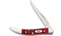 Case (00792) "Small Toothpick" Non-Locking Folder, 2.25" Stainless Steel Mirror Polished Clip Point Blade, Jigged Red Bone Handle, Slip Joint