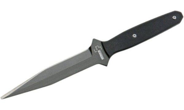 Boker Plus (02BO275) "Neck Wedge" Fixed Blade, 4.21" 440C Black Titanium Coated Dagger Blade, Black G-10 Handle, Kydex Sheath