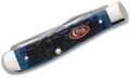 Case (07321) "Mini Trapper" Non-Locking Folder, 2.7"/2.75" Stainless Steel Mirror Polish Clip Point/Spey Blades, Navy Blue Bone Handle, Slip Joint