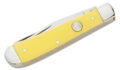 Boker (110834) "Trapper" Non-Locking Folder, 3.125" D2 Mirror Polish Clip Point/Spey Blades, Smooth Yellow Derlin Handle, Slip Joint