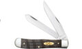 Case (14000) "Trapper" Non-Locking Folder, 3.24"/3.27" Stainless Steel Mirror Polish Clip Point/Spey Blades, Black Curly Oak Wood Handle, Slip Joint