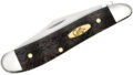 Case (14005) "Peanut" Non-Locking Folder, 2.1"/1.53" Stainless Steel Mirror Polish Clip Point/Pen Blades, Black Curly Oak Wood Handle, Slip Joint