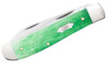 Case (19944) "Mini Trapper" Non-Locking Folder, 2.5"/2.7" Stainless Steel Mirror Polish Clip Point/Wharncliffe Blades, Emerald Green Bone Handle, Slip Joint